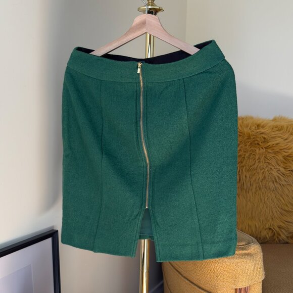 NWT Vintage Banana Republic Wool Blend Green Mini Skirt With Gold Zipper| US 6 - Picture 6 of 11